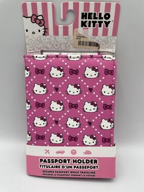 Hello Kitty Passport Holder Hello Kitty Bow Hearts Design NEW in Packaging RARE